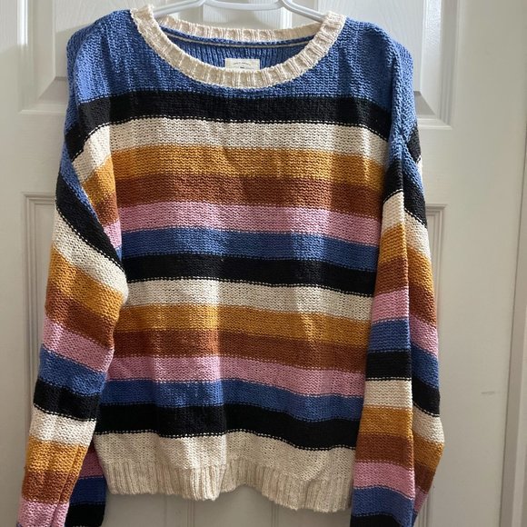 Billabong Toffee & Navy Multicolor Stripe Seeing Double Sweater - Juniors - Picture 3 of 4